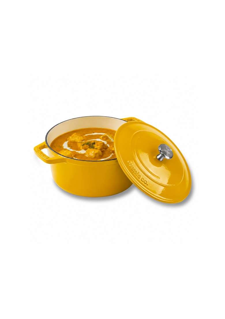 CUMIN CO. Enamel Cast Iron Dutch Oven | 1.2 L | 1.3 Qt | 16 cm | 6.3 Inch | Induction Compatible | Heavy Bottom | Non-Toxic | Non-Stick - Indya