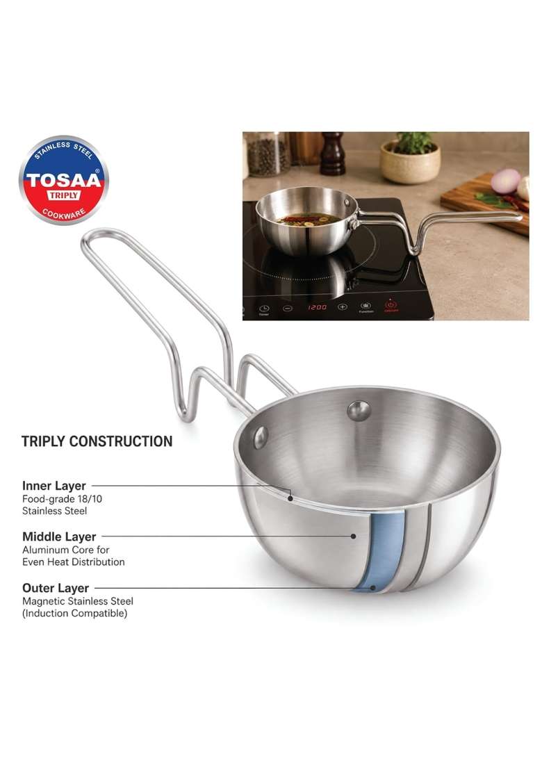 Tosaa Triply Tadka PAN | 300 ml | 10.1 fl oz | 10 cm | 3.9 Inch - Indya