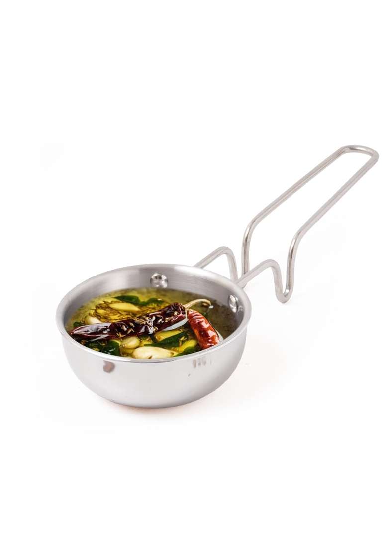 The Indus Valley Triply Stainless Steel Tadka Pan | 0.3 L | 0.3 Qt | 12 cm | 4.7 Inch | Induction Compatible | Non-Toxic | Non-Stick - Indya