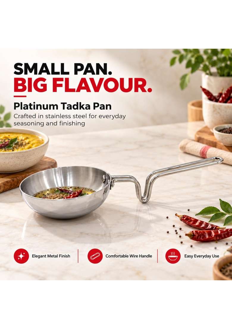 Vinod Triply Stainless Steel Tadka Pan | 400 ml | 13.5 fl oz - Indya