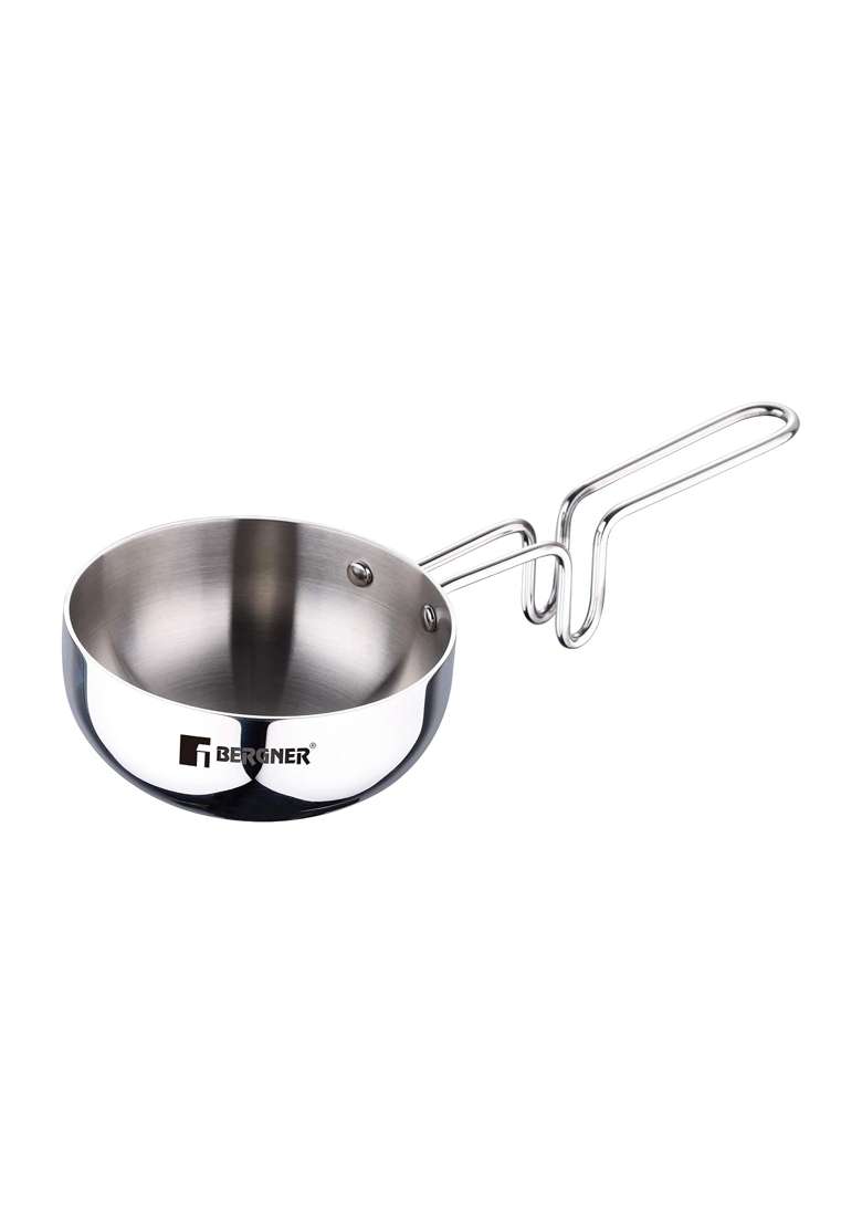 BERGNER Argent Triply Tadka Pan | 500 ml | 16.9 fl oz | 12 cm | 4.7 Inch | Induction Compatible - Indya