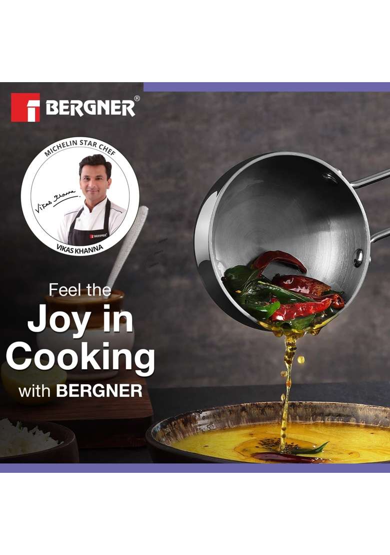 BERGNER BE Essentials Tri-Ply Stainless Steel | 300 ml | 10.1 fl oz | 10 cm | 3.9 Inch | Induction Compatible - Indya