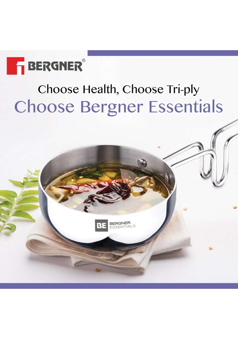 BERGNER BE Essentials Tri-Ply Stainless Steel | 300 ml | 10.1 fl oz | 10 cm | 3.9 Inch | Induction Compatible - Indya