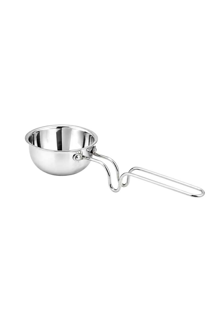 Shri and Sam Everyday Tri-Ply Stainless Steel Tadka Pan with Stand-Handle | 300 ml | 10.1 fl oz | 11 cm | 4.3 Inch | Induction Compatible - Indya