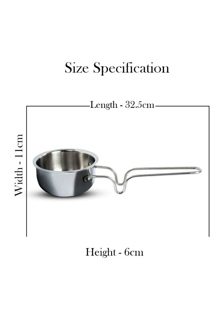 Omichef Triply Stainless Steel Tadka Pan Large | 300 ml | 10.1 fl oz | 11 cm | 4.3 Inch | Induction Compatible | Non-Toxic - Indya