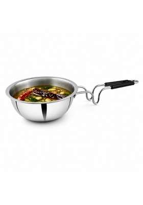 ZENSIL Lumora Triply Stainless Steel Tadka Pan | 0.35 L | 0.4 Qt | 10 cm | 3.9 Inch | Induction Compatible | Heavy Bottom