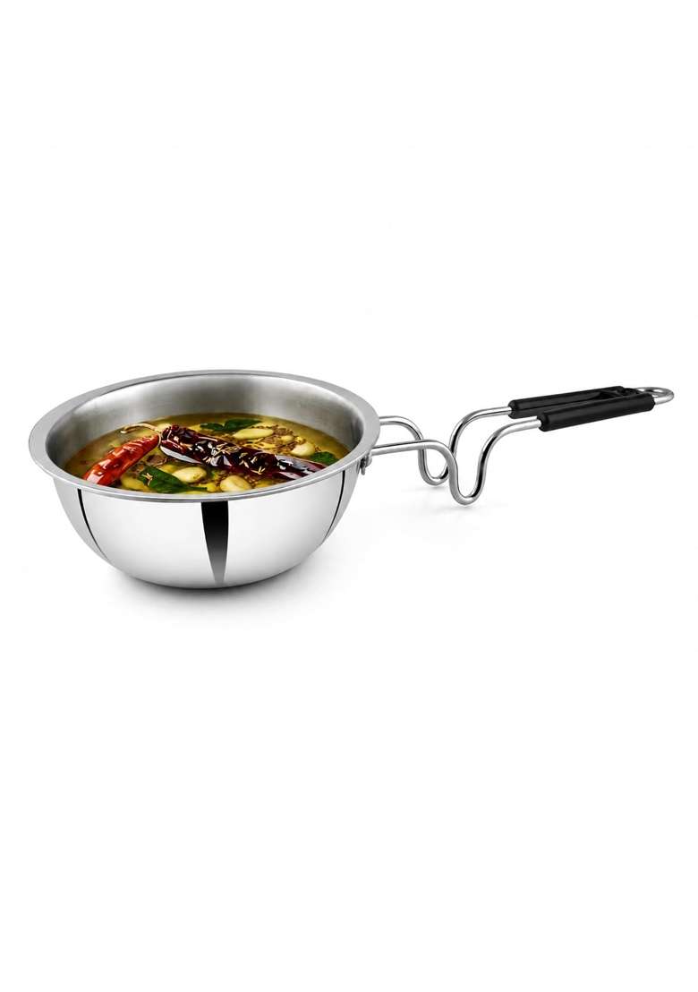 ZENSIL Lumora Triply Stainless Steel Tadka Pan | 0.35 L | 0.4 Qt | 10 cm | 3.9 Inch | Induction Compatible | Heavy Bottom - Indya