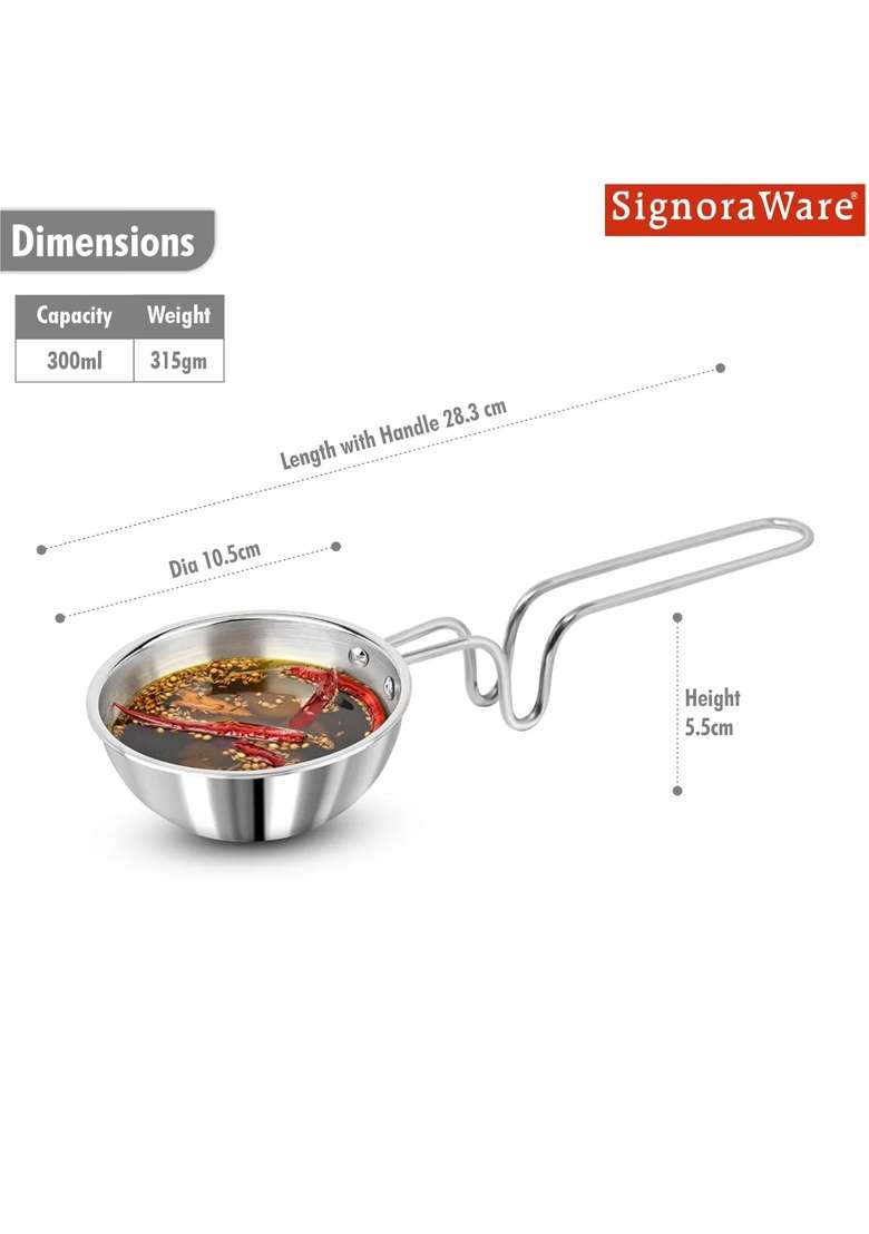 SIGNORA WARE SignoraWare Artista Tri-Ply Cookware Tadkapan | 300 ml | 10.1 fl oz | 9.5 cm | 3.7 Inch | Induction Compatible - Indya
