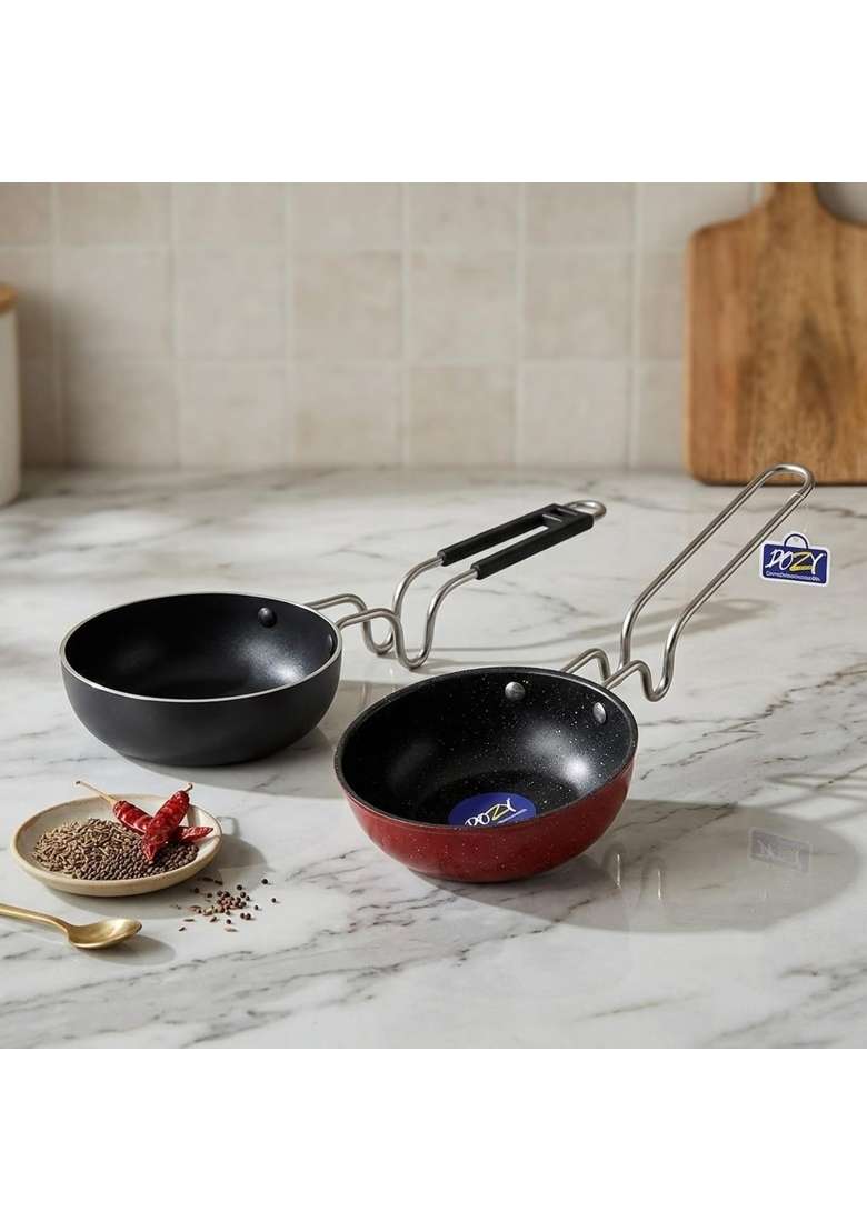 DOZY Small Iron Tadka Pan Set | 2-Piece Set - Indya