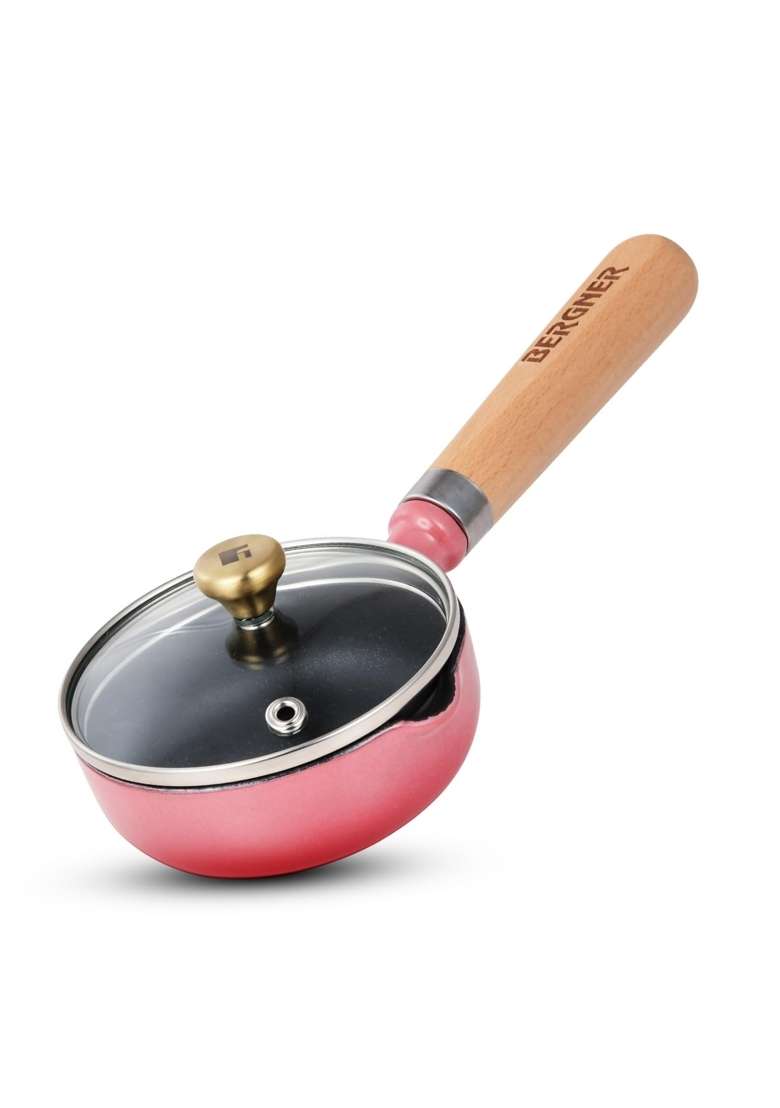 BERGNER Excalibur Lightweight Cast Iron Tadka Pan with Lid | 12 cm | 4.7 Inch | Induction Compatible | Non-Stick - Indya