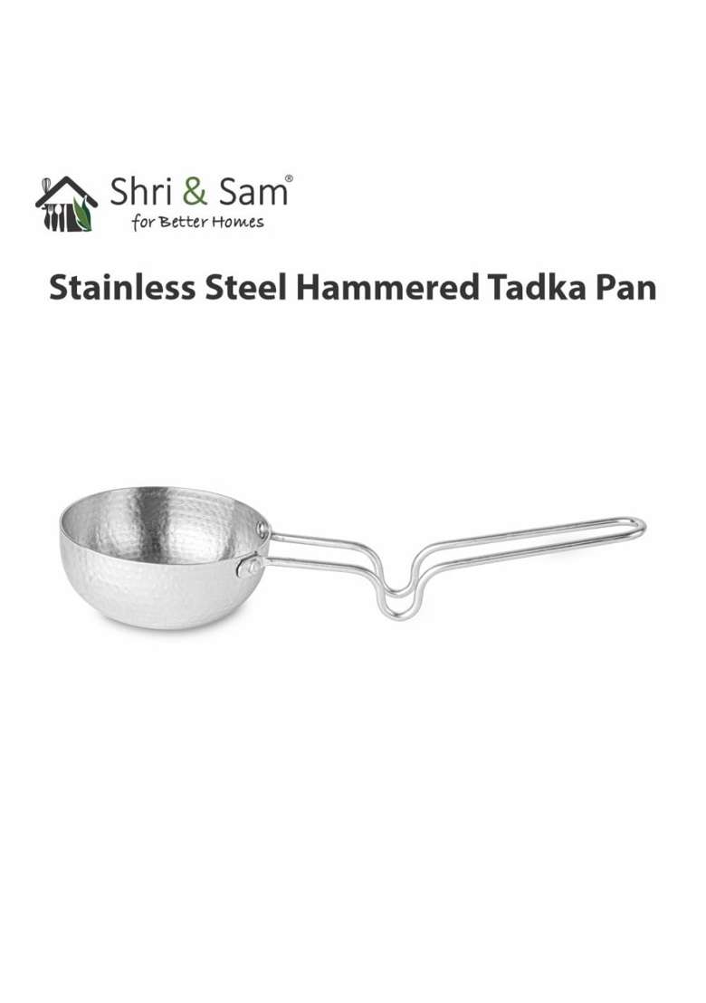 Shri and Sam Stainless Steel Heavy Weight Hammered Tadka Pan | 14 cm | 5.5 Inch - Indya