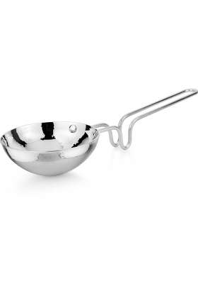 Prabha Tadka Pan Stainless Steel Tadka Pan Capacity | 500 ml | 16.9 fl oz | 14.5 cm | 5.7 Inch | Induction Compatible | Hammered Finish