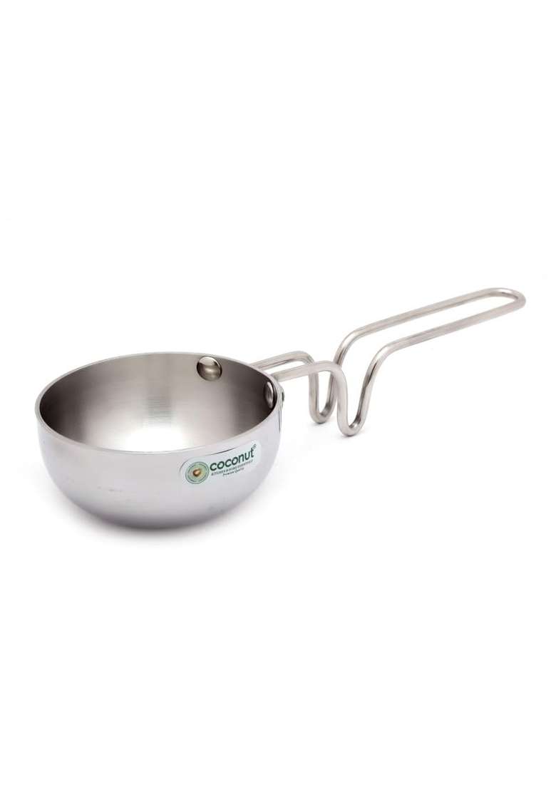 coconut Triply Stainless Steel Tadka Pan with Handle | 250 ml | 8.5 fl oz | Induction Compatible | Dishwasher Safe - Indya