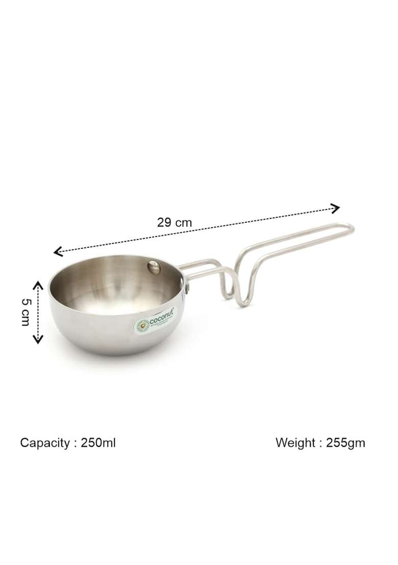 coconut Triply Stainless Steel Tadka Pan with Handle | 250 ml | 8.5 fl oz | Induction Compatible | Dishwasher Safe - Indya