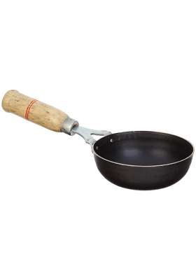 Nutlase Iron Original Loha Lokhand Iron Tadka Pan Fry Pan with Wooden Handle for Kitchen | 12.6 cm | 5 Inch