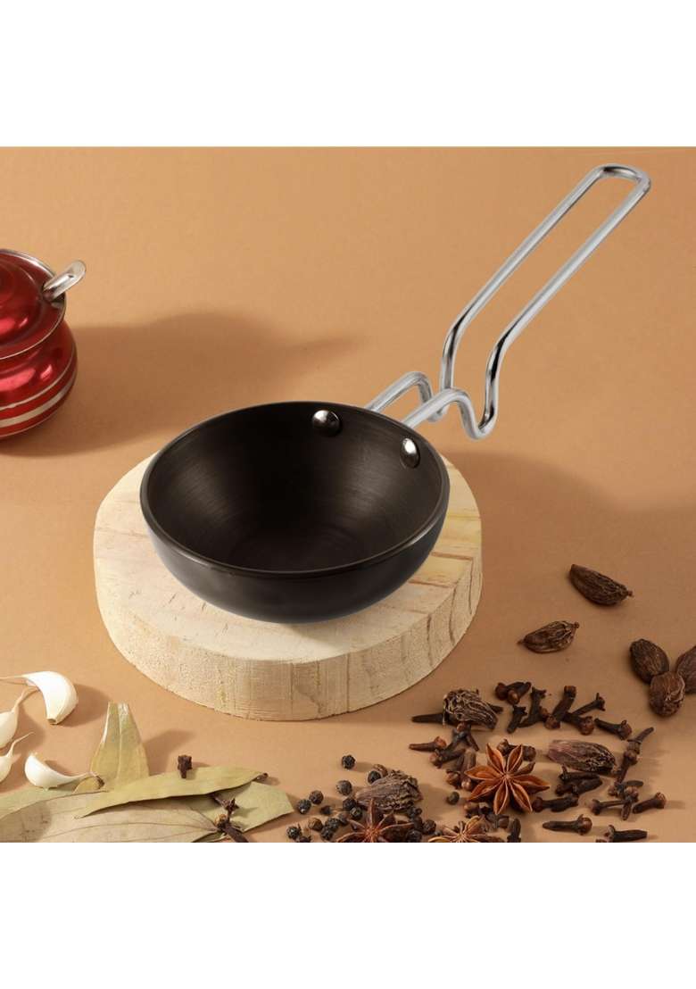 Vinod Black Pearl Hard Anodised Tadka Pan | 300 ml | 10.1 fl oz | 11.8 cm | 4.6 Inch - Indya