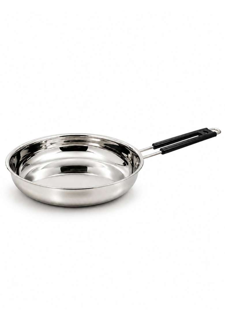 NYRA Stainless Steel Fry Pan with Riveted PVC Handle | 500 ml | 16.9 fl oz | Food Safe - Indya