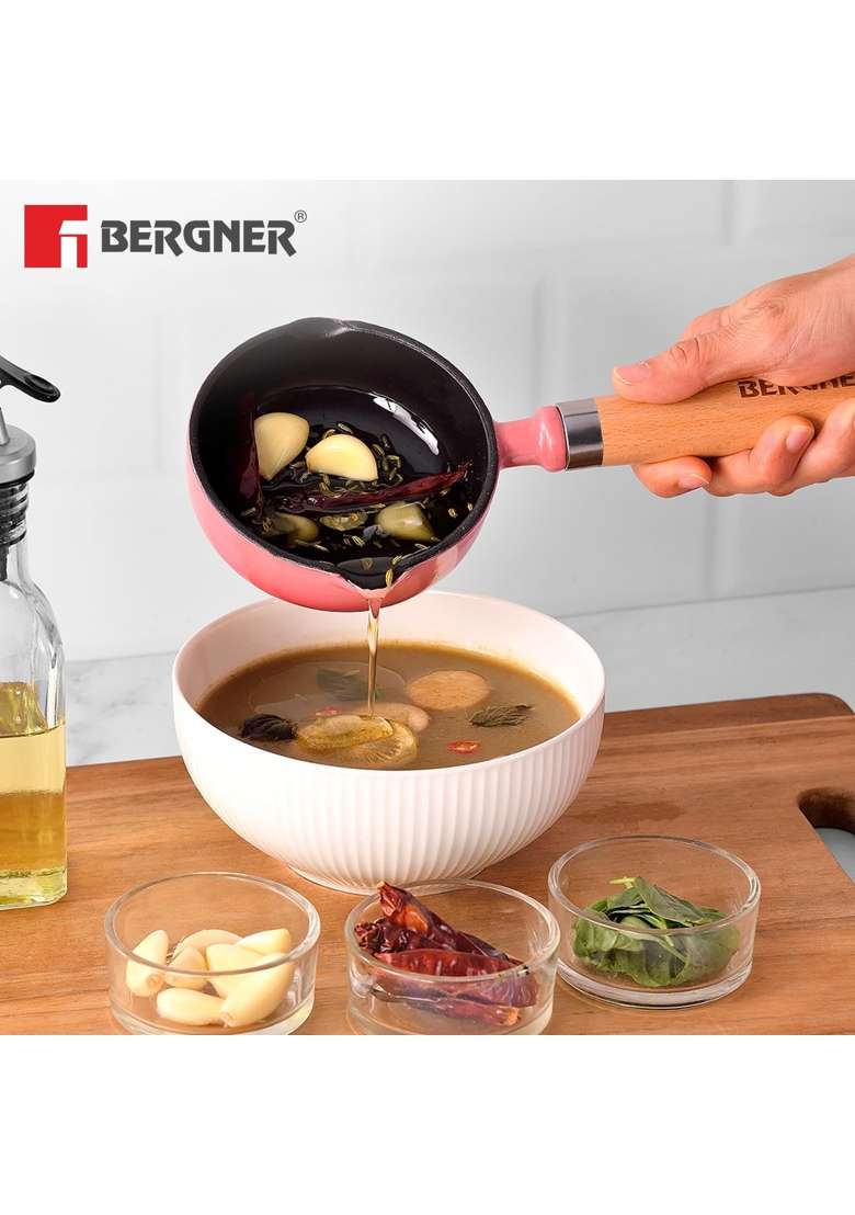 BERGNER Excalibur Lightweight Cast Iron Tadka Pan | 200 ml | 6.8 fl oz | 12 cm | 4.7 Inch | Induction Compatible | Non-Stick - Indya