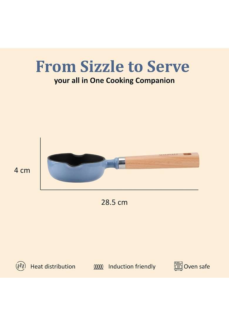 Vinod Freya Enameled Cast Iron Tadka Pan | 12 cm | 4.7 Inch | Induction Compatible | Non-Toxic - Indya