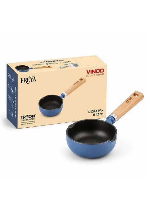 Vinod Freya Enameled Cast Iron Tadka Pan | 12 cm | 4.7 Inch | Induction Compatible | Non-Toxic