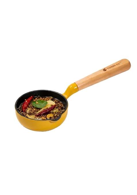 CUMIN CO. Enamel Cast Iron Tadka Pan | 10 cm | 3.9 Inch | Induction Compatible | Non-Toxic