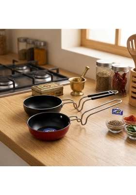 DOZY Combo of 2 Small Iron Tadka Pan