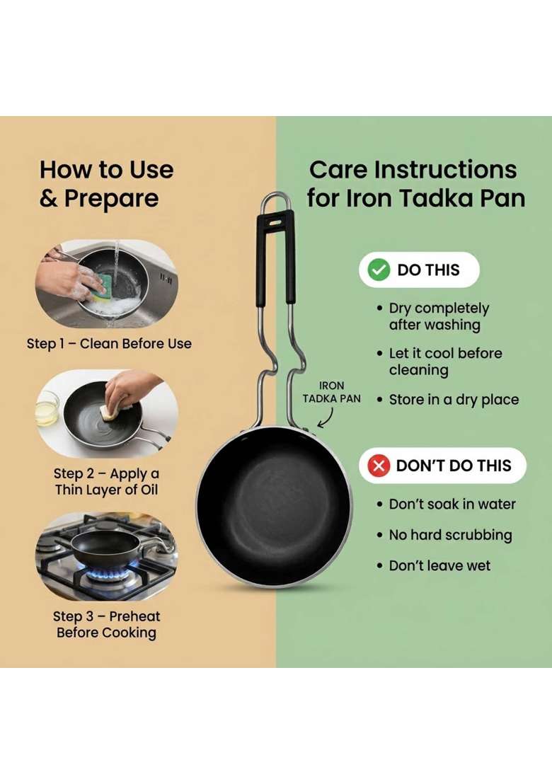DOZY Combo of 2 Iron Tadka Pan - Indya