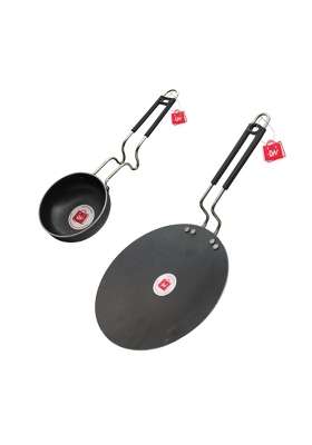 LAZYwindow Iron Tawa Flat Griddle and Tadka Pan Combo | Induction Compatible
