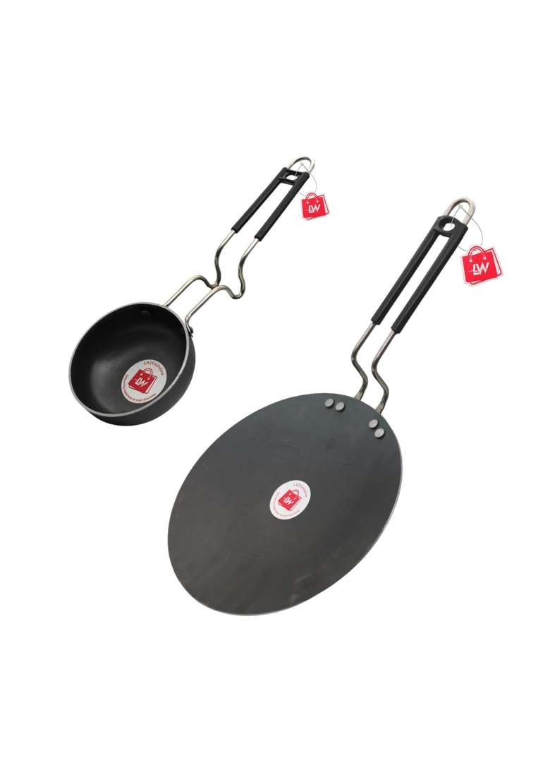 LAZYwindow Iron Tawa Flat Griddle and Tadka Pan Combo | Induction Compatible - Indya