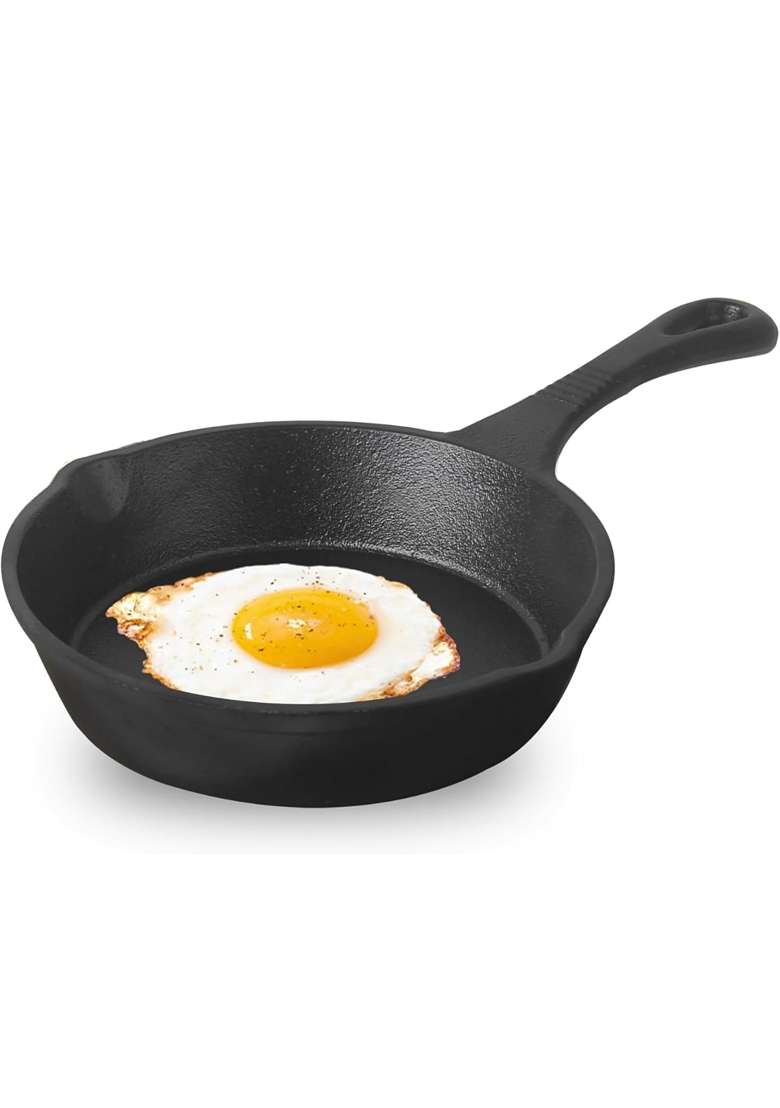 NYRA Kitchenware Pre-Seasoned Cast Iron Tadka Pan | Induction Compatible | Non-Toxic | Non-Stick - Indya