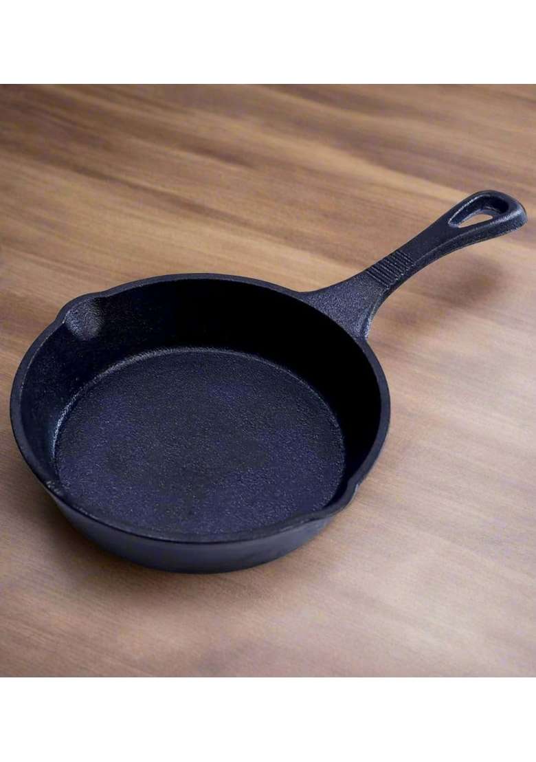 NYRA Kitchenware Pre-Seasoned Cast Iron Tadka Pan | Induction Compatible | Non-Toxic | Non-Stick - Indya