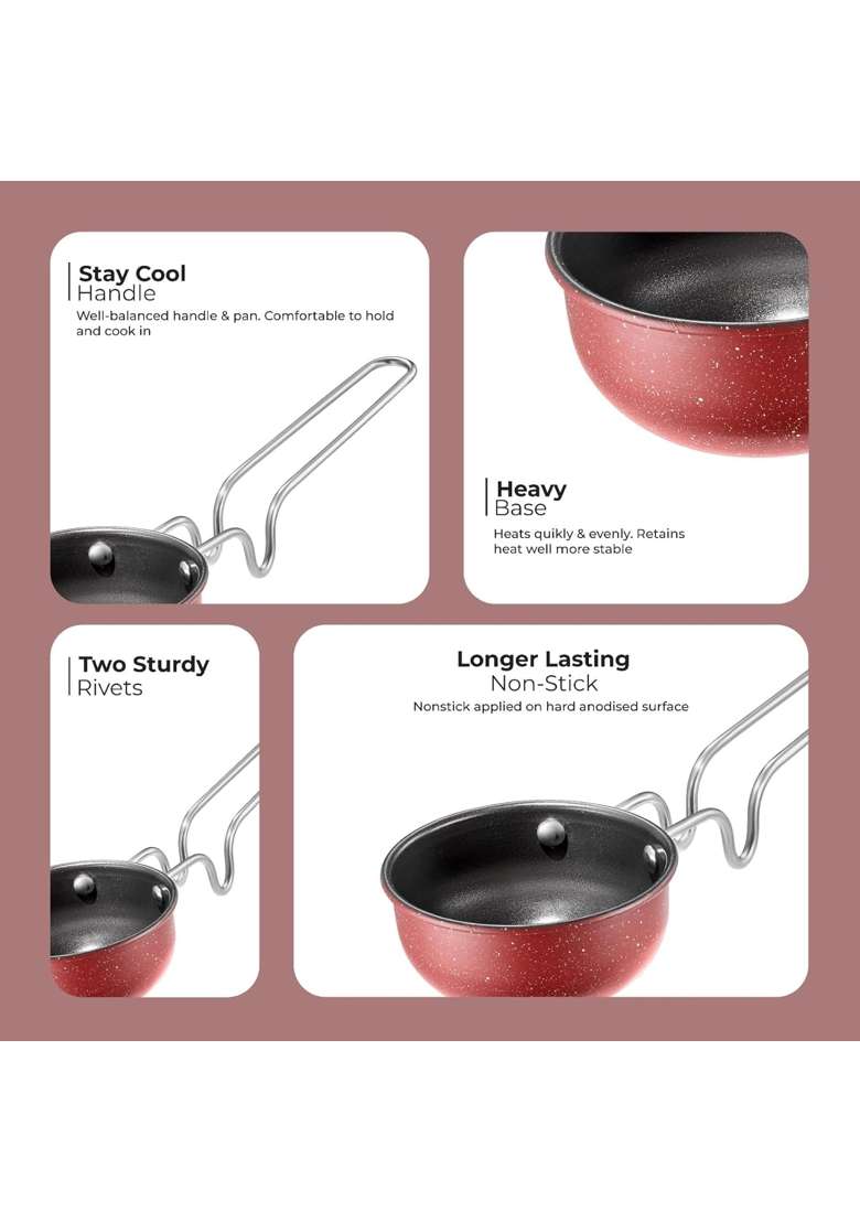 LAZYwindow Nonstick Tadka Pan | 11 cm | 4.3 Inch | Induction Compatible - Indya