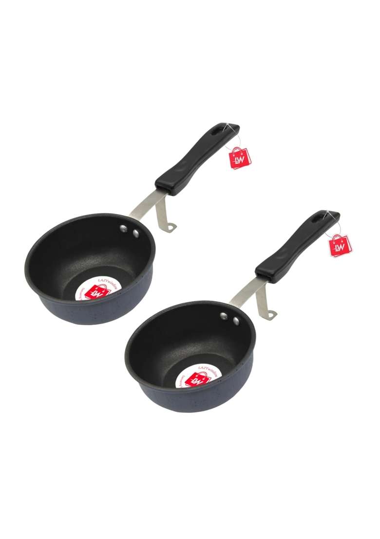 LAZYwindow Nonstick Tadka Pan | 11 cm | 4.3 Inch | Pack of 2 - Indya