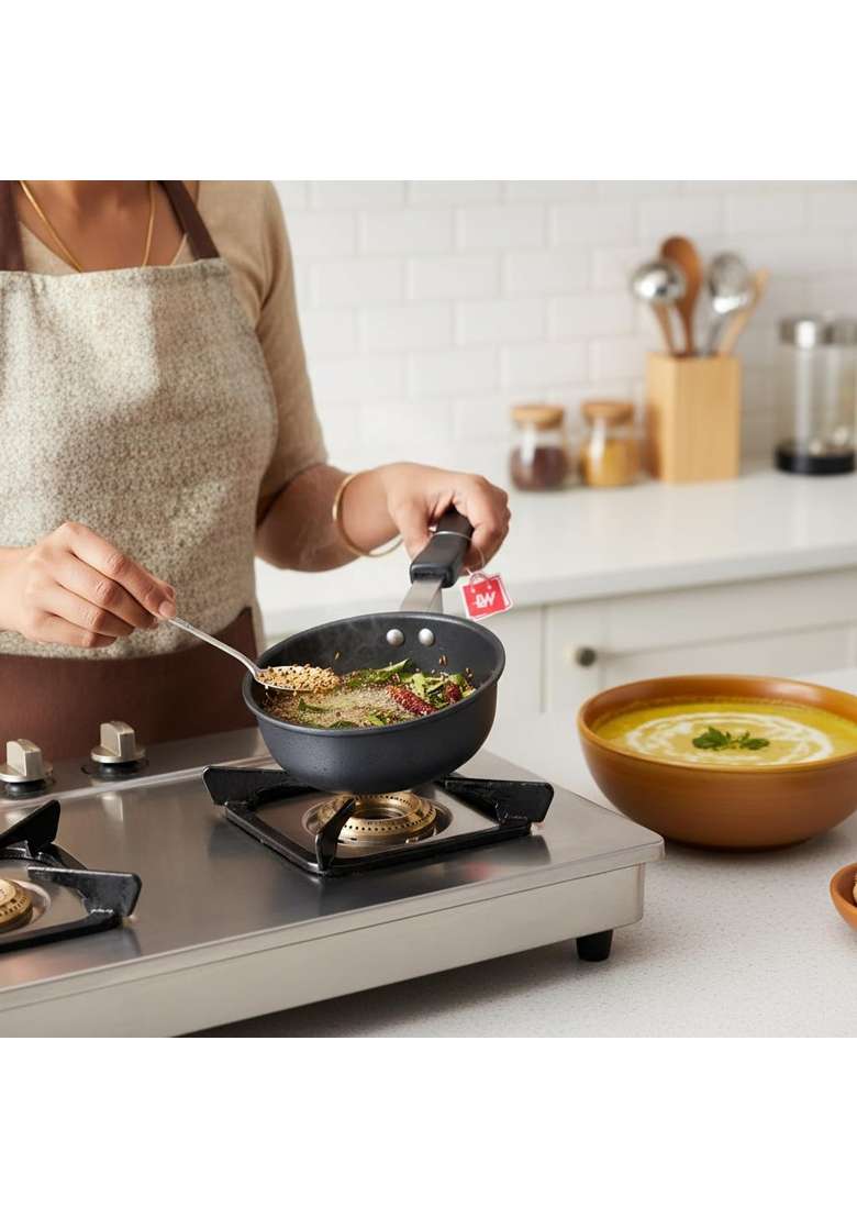 LAZYwindow Nonstick Tadka Pan | 11 cm | 4.3 Inch | Pack of 2 - Indya