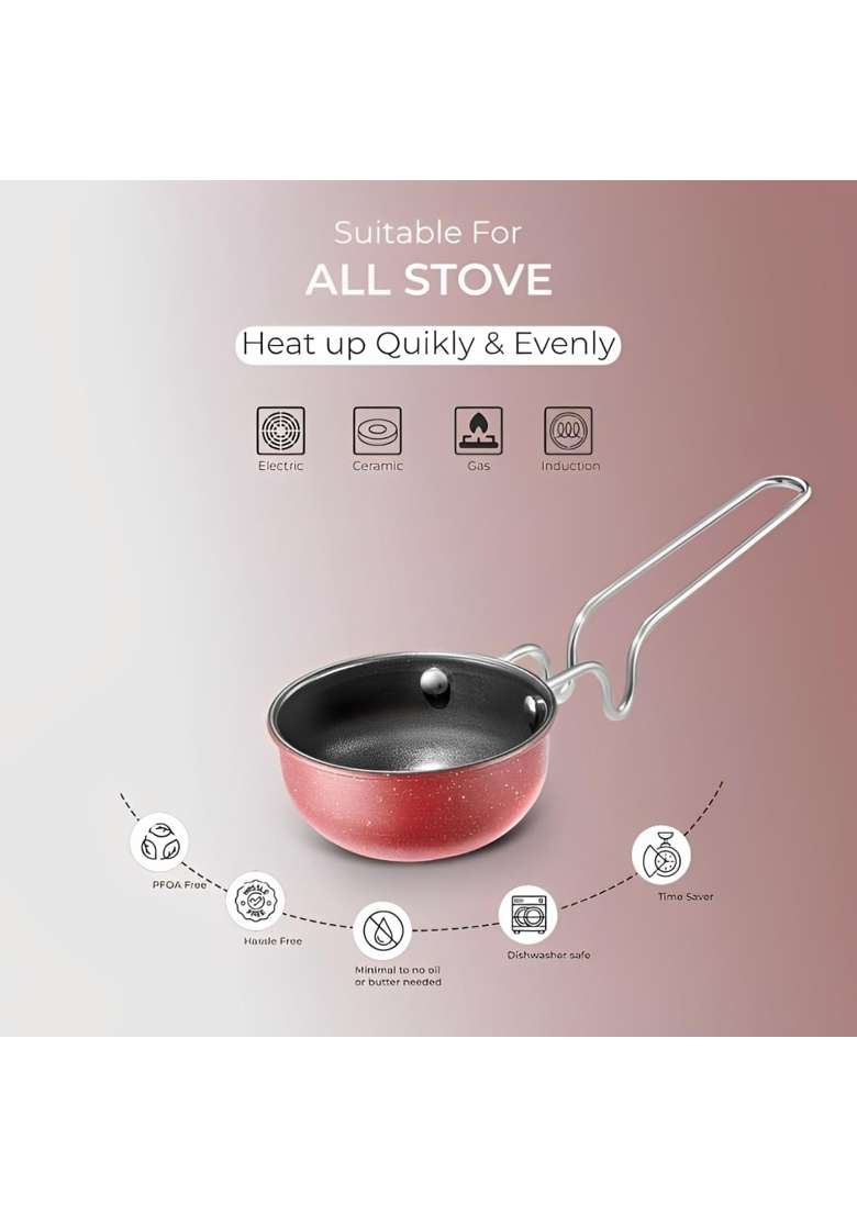 LAZYwindow Nonstick Tadka Pan | 11 cm | 4.3 Inch - Indya