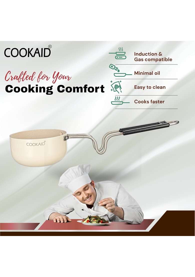 COOKAID Neo Glide Series Non Stick PTFE Tadka Pan | 11 cm | 4.3 Inch - Indya