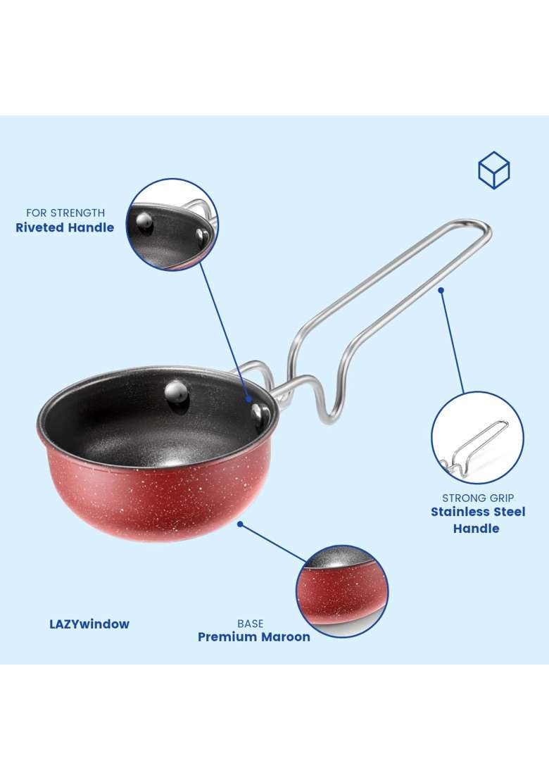 LAZYwindow Nonstick Tadka Pan | 11 cm | 4.3 Inch - Indya