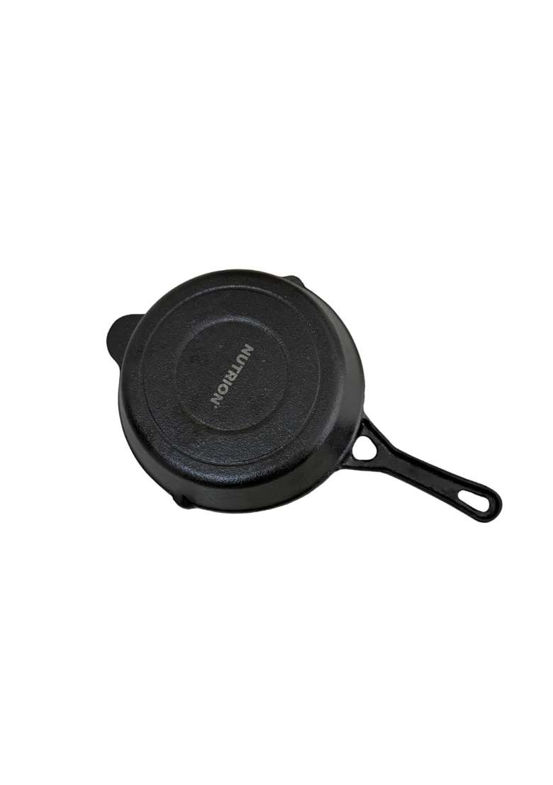 NUTRION Iron Tadka Pan with Wooden Handle | 4 Inch | Non-Toxic | Pre-Seasoned | Non-Stick - Indya