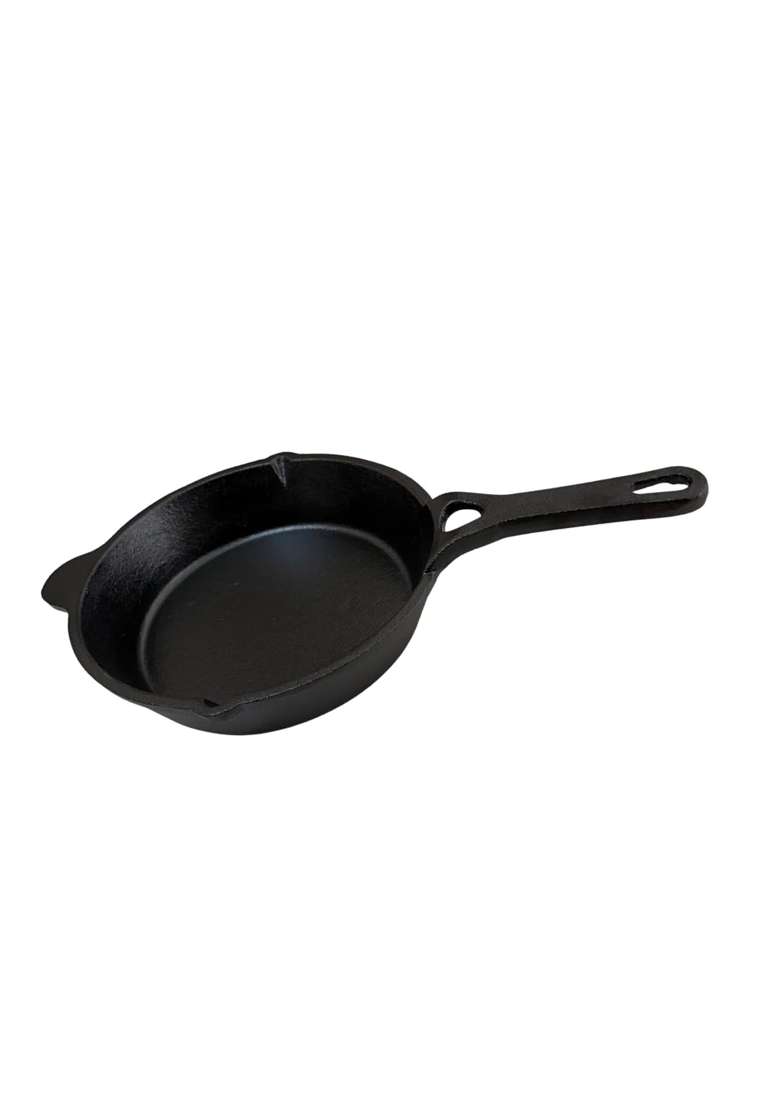 NUTRION Iron Tadka Pan with Wooden Handle | 4 Inch | Non-Toxic | Pre-Seasoned | Non-Stick - Indya