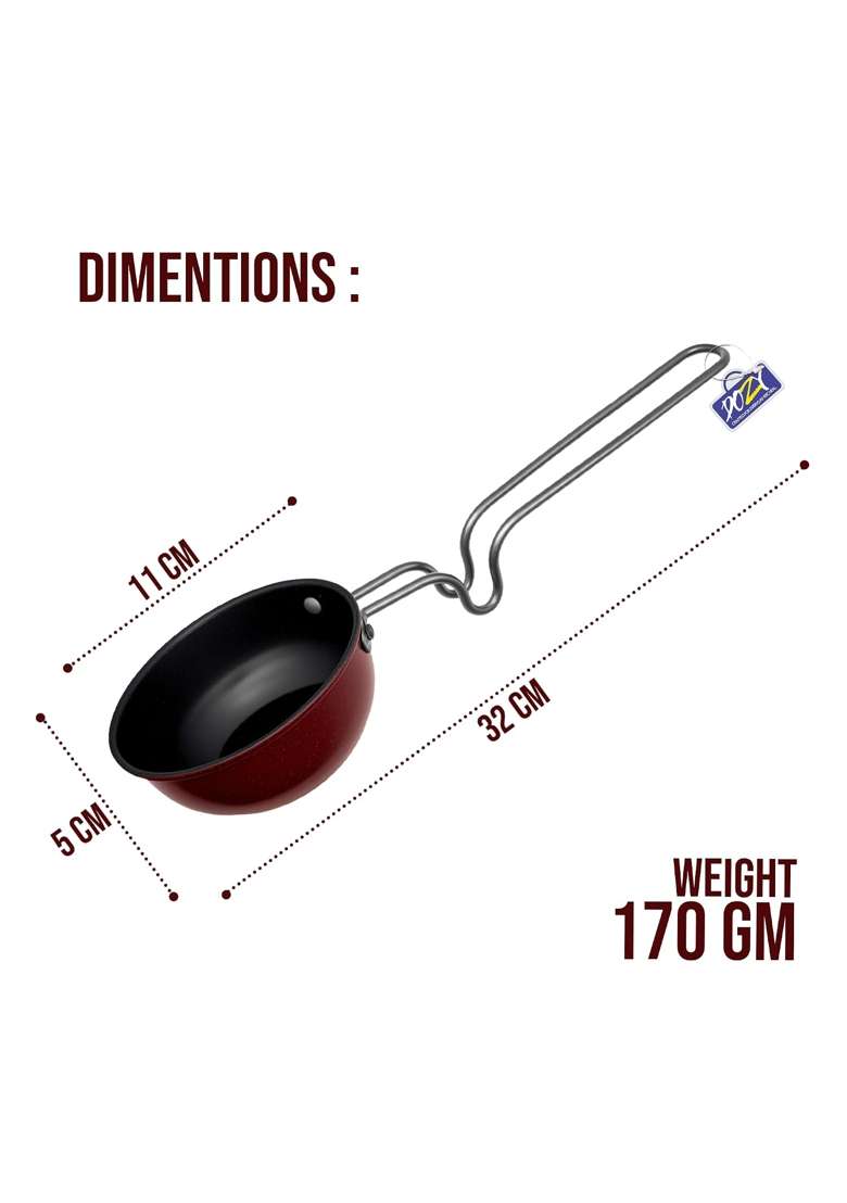 DOZY Nonstick Tadka Pan with Stainless Steel Handle | 11 cm | 4.3 Inch | Pack of 2 - Indya