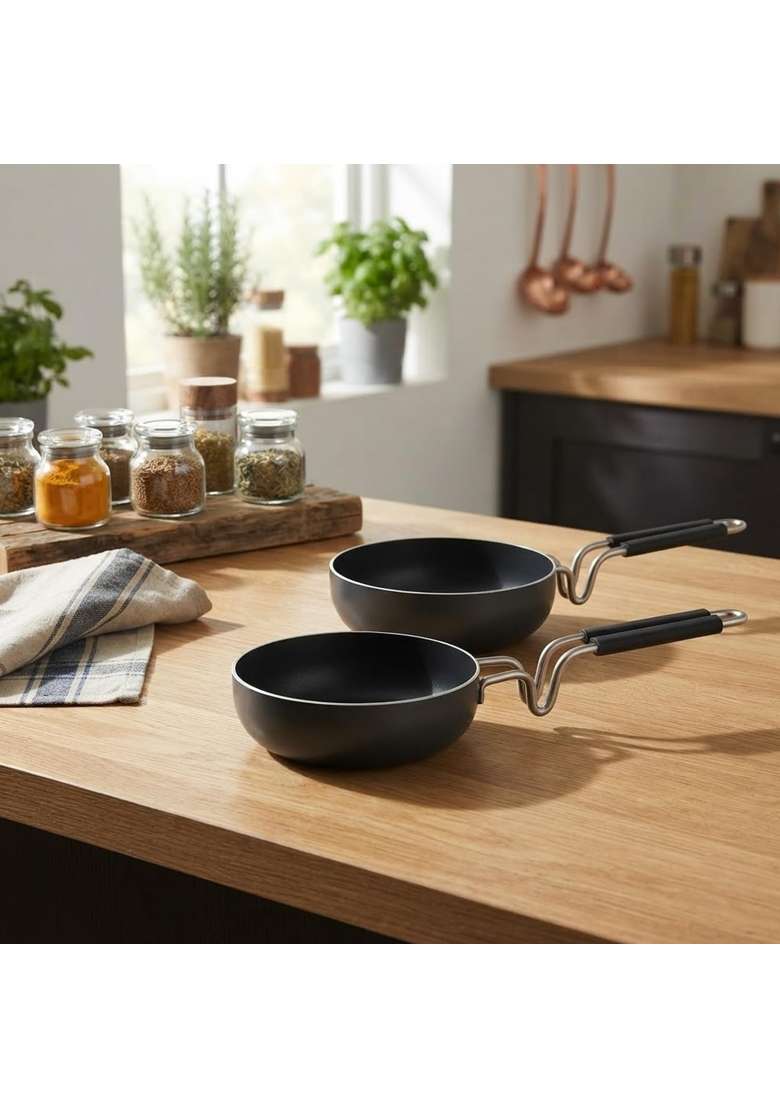 DOZY Iron Tadka Pan | Pack of 2 | Pre-Seasoned - Indya