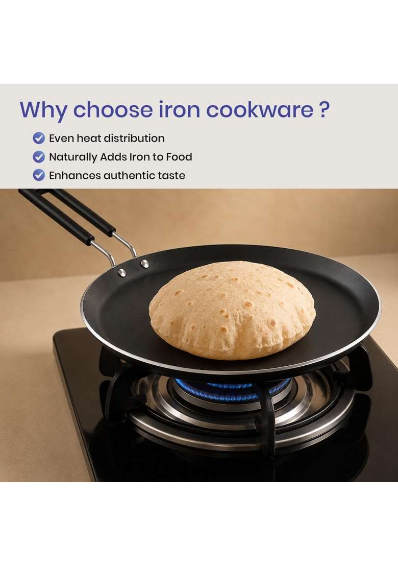 DOZY Nonstick Tawa Flat Griddle and Tadka Pan Cookware Set | 2-Piece Set - Indya