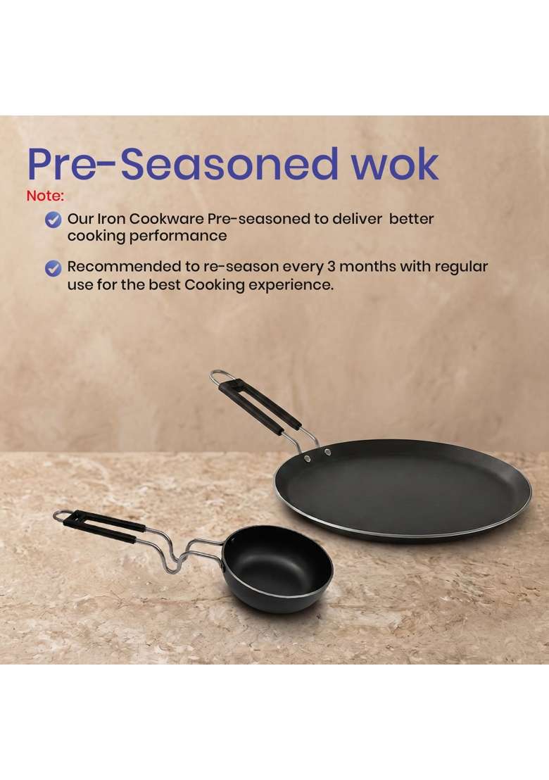 DOZY Nonstick Tawa Flat Griddle and Tadka Pan Cookware Set | 2-Piece Set - Indya