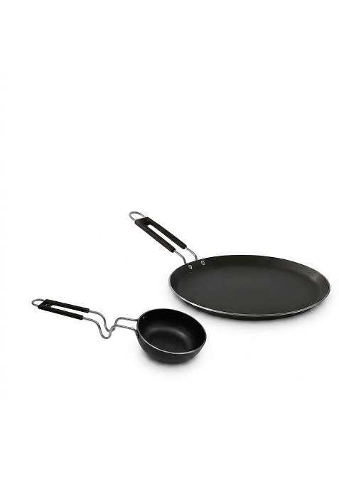 DOZY Nonstick Tawa Flat Griddle and Tadka Pan Cookware Set | 2-Piece Set