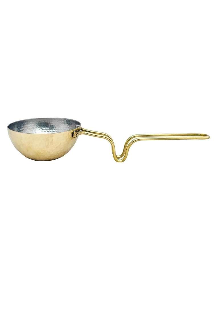 SHIV HOME WORLD Brass Hammered Heavy Guage Tadka Pan Fry Pan | 400 ml | 13.5 fl oz - Indya