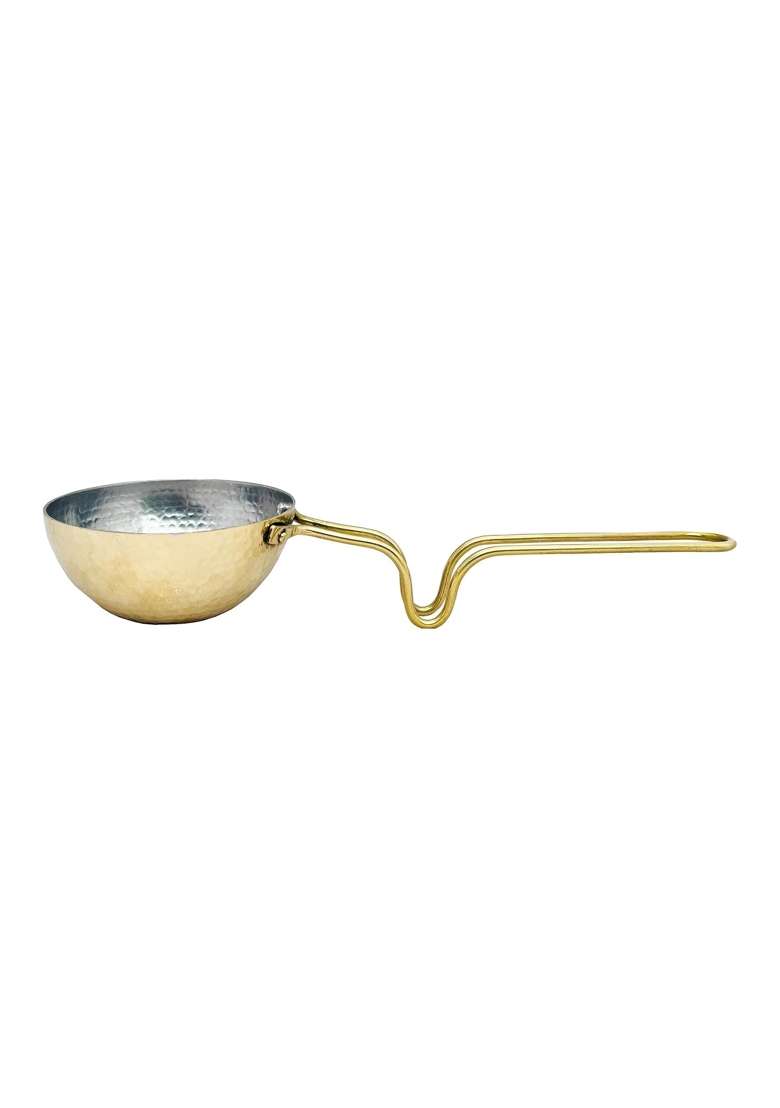 SHIV HOME WORLD Brass Hammered Heavy Guage Tadka Pan Fry Pan | 400 ml | 13.5 fl oz - Indya