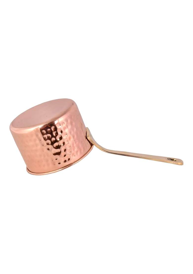 SHIV SHAKTI ARTS Pure Copper Sauce Pan Tadka Pan | 1500 ml | 50.7 fl oz | 2-Piece Set - Indya