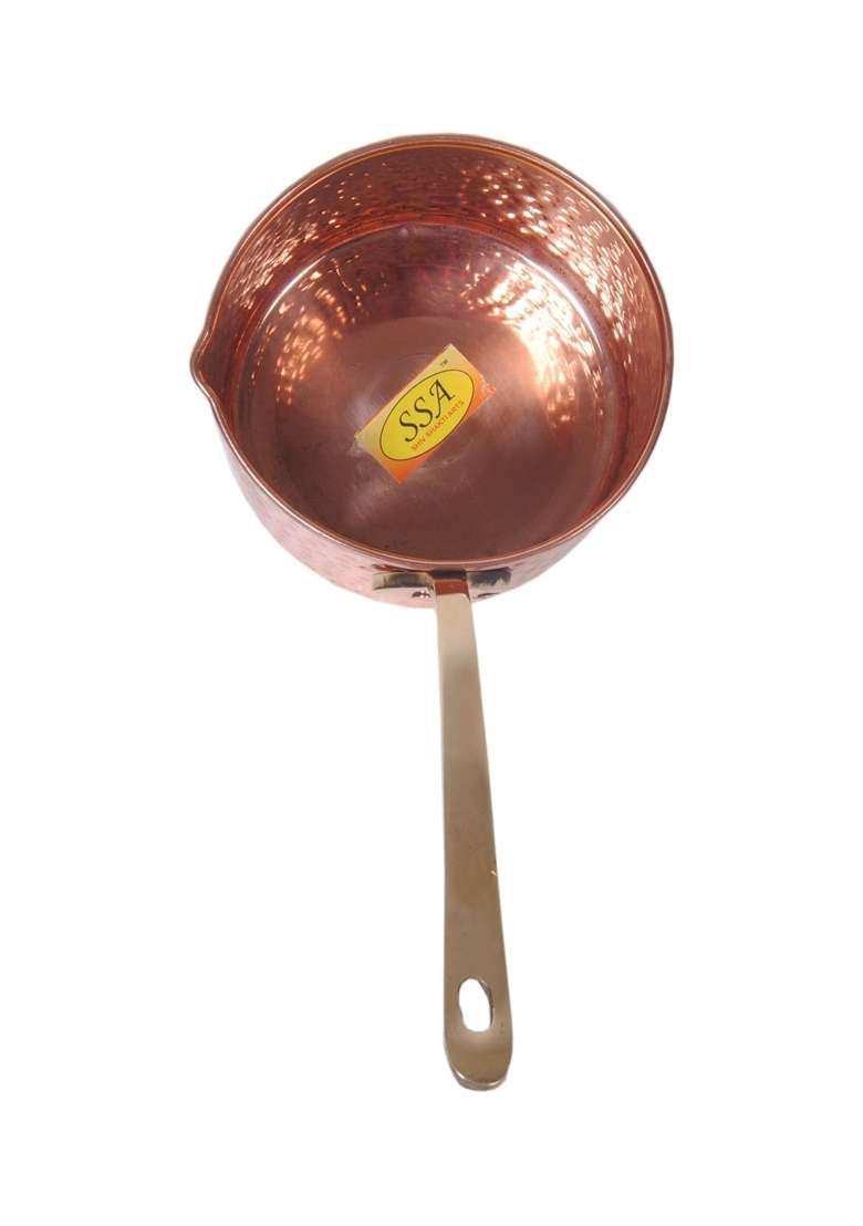 SHIV SHAKTI ARTS X X Copper Sauce Pan Fry Pan Tadka Pan | 500 ml | 16.9 fl oz | 25 cm | 9.8 Inch - Indya