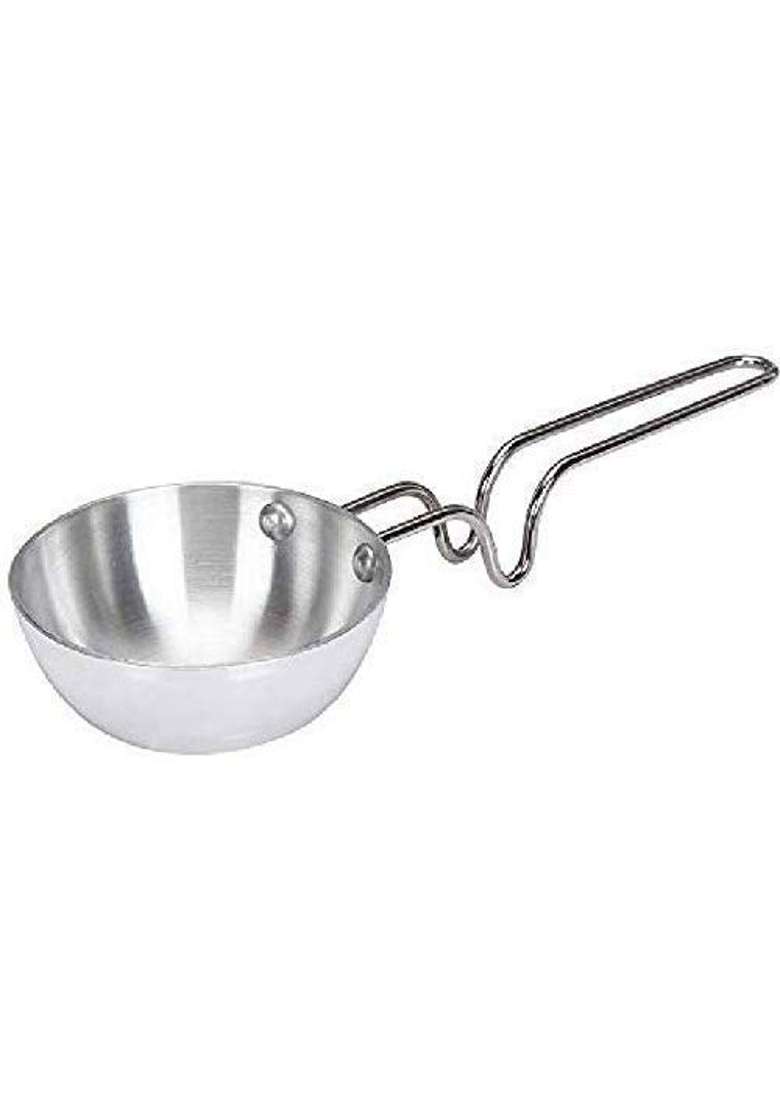 Bartan Star Aluminium Silver Tadka Pan Riveted Long Handle Frying Pan for Dal and Spices | 300 ml | 10.1 fl oz - Indya