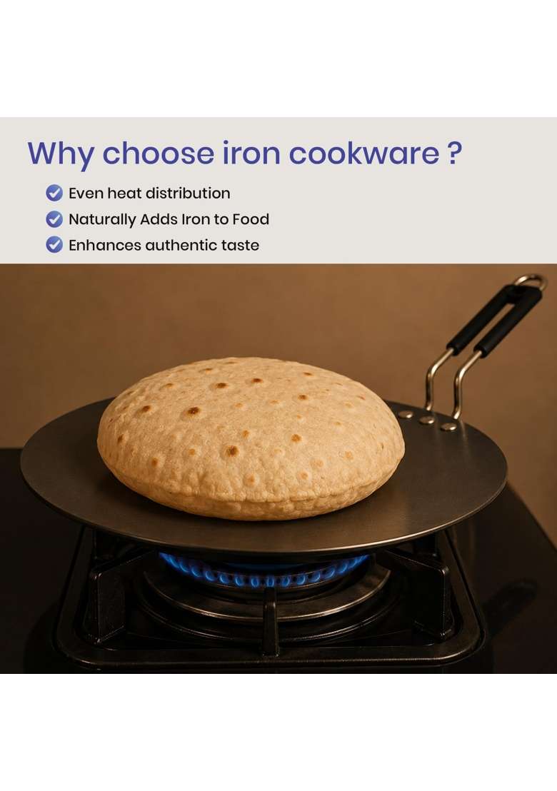 DOZY Iron Cookware Set Kadai Wok | 4-Piece Set | Non-Toxic | Non-Stick - Indya